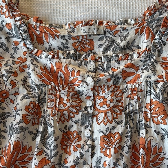 Rachel Zoe medium Floral Orange and Gray Women's Top - Picture 2 of 5